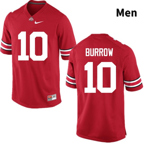Ohio State Buckeyes Joe Burrow Men's #10 Red Game Stitched College Football Jersey